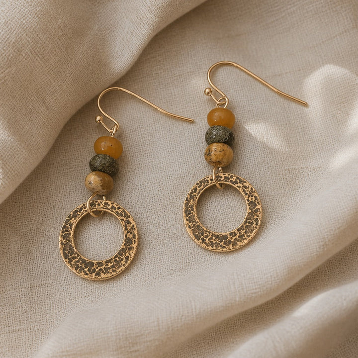 Rustic Stone Bead Hoops