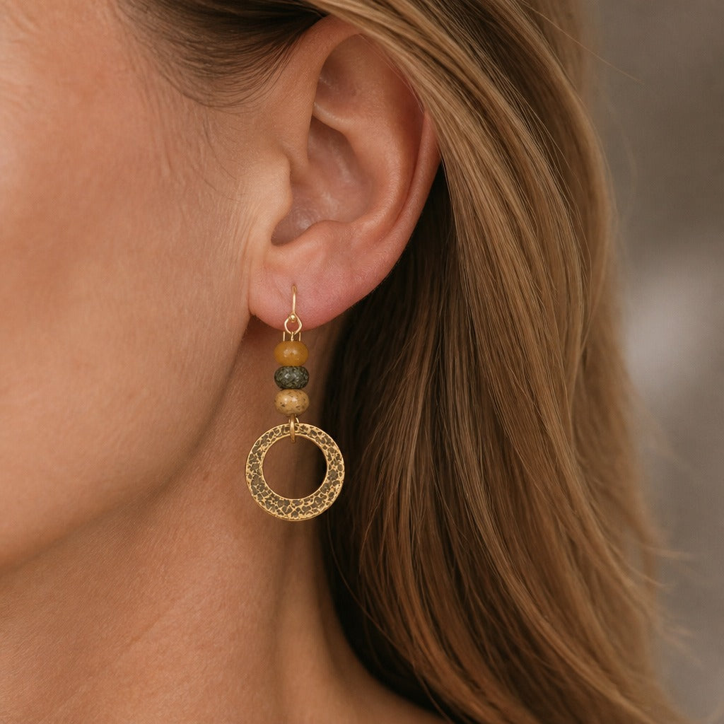 Rustic Stone Bead Hoops