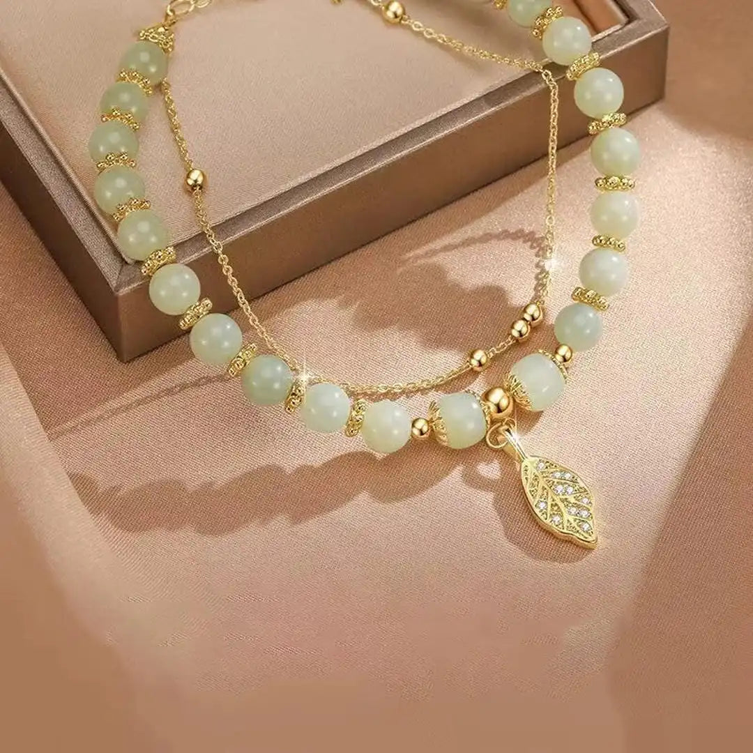 Exquisite Gold Green Jade Bracelet