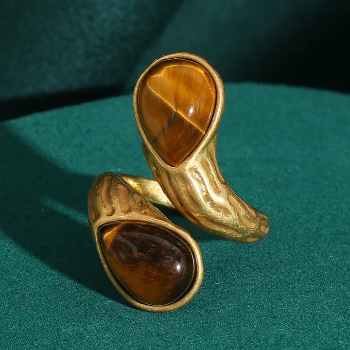 Sculpted Droplet Knot Gold Ring