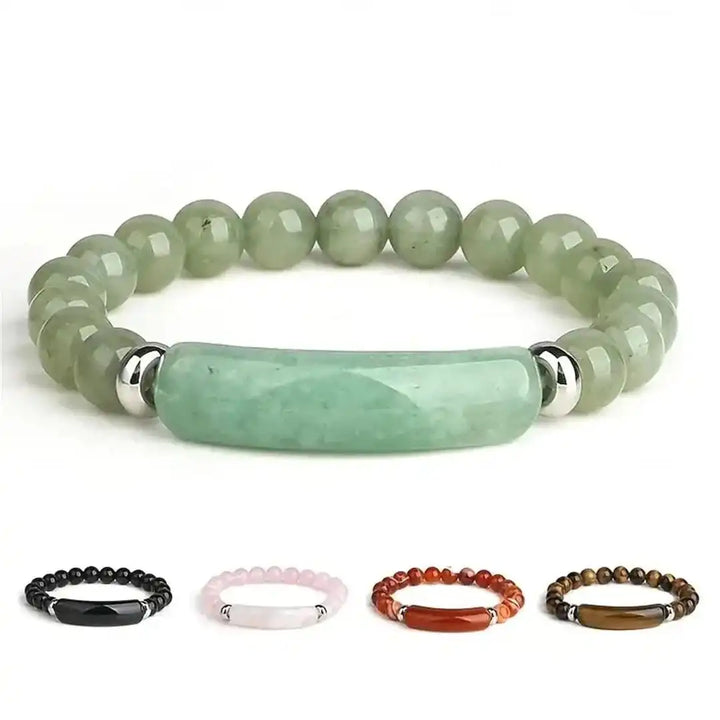 Gemstone Bar Beaded Stretch Bracelet