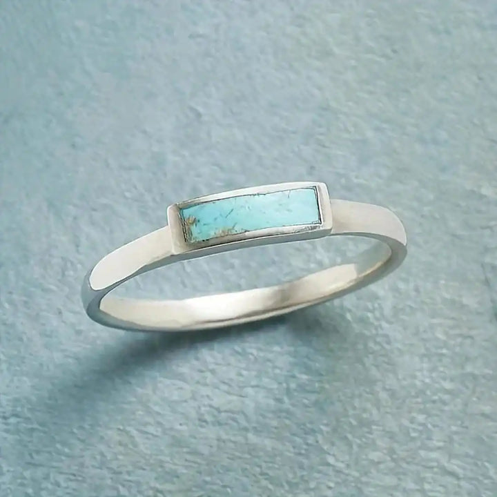 Classic Silver Turquoise Bar Ring