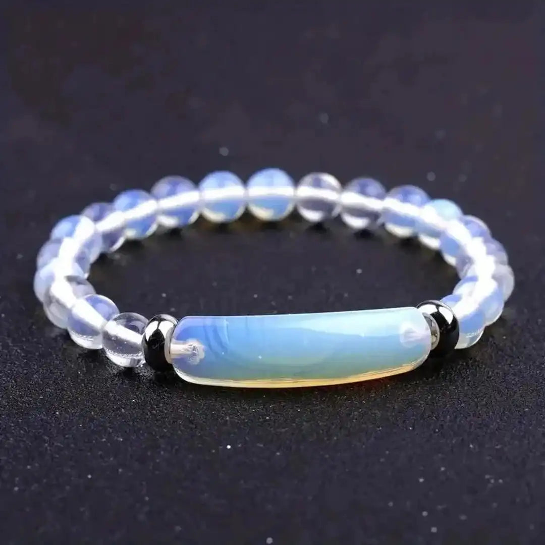 Gemstone Bar Beaded Stretch Bracelet