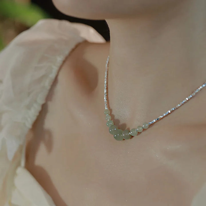 Minimalist Jade Bead Chain Necklace
