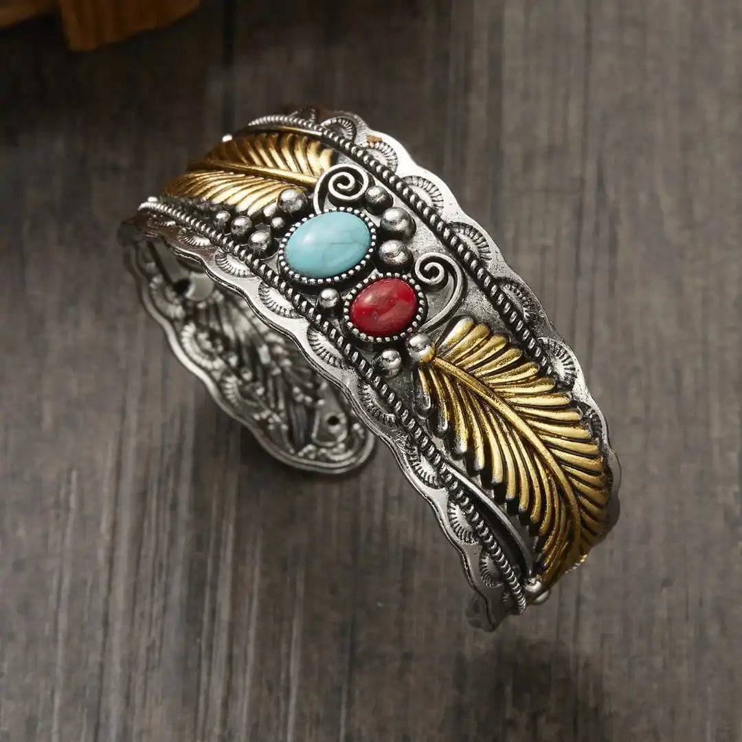 Mesina Turquoise Silver Gold Bracelet