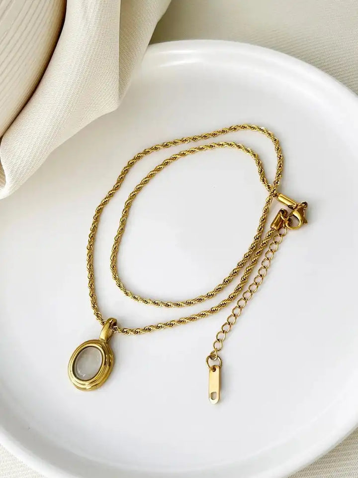 Golden Chain with Black and White Stones