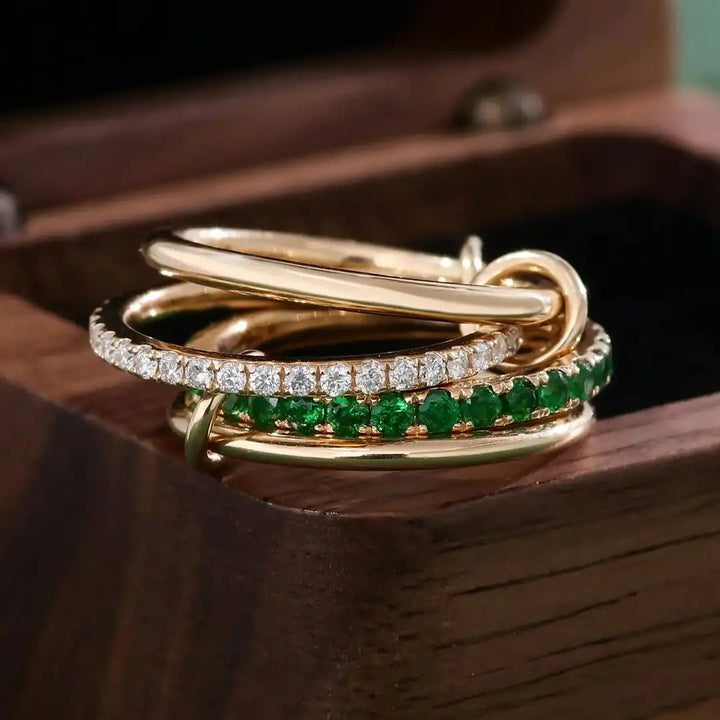Glittering Crystals Stacked Rose Gold Ring