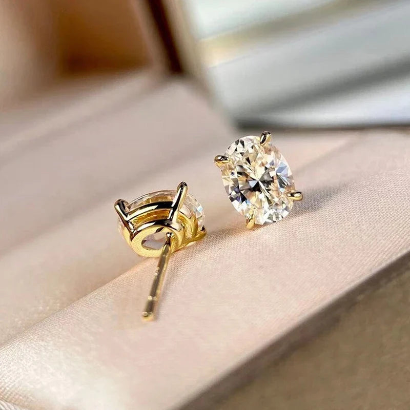 Versatile Oval Zirconia Stud Earrings