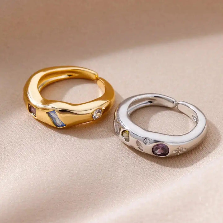 Cosmic Gemstone Chunky Band Rings