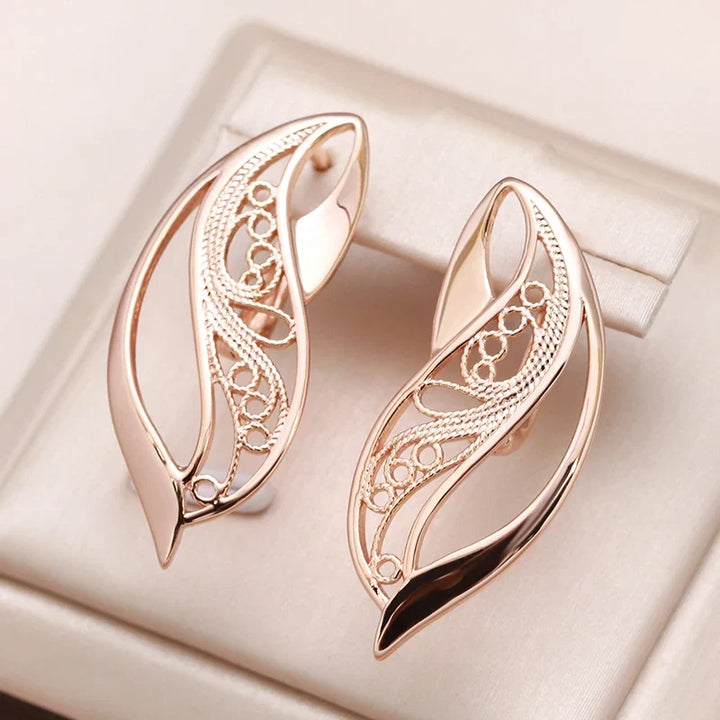 Artistic Curved Leaf Earrings