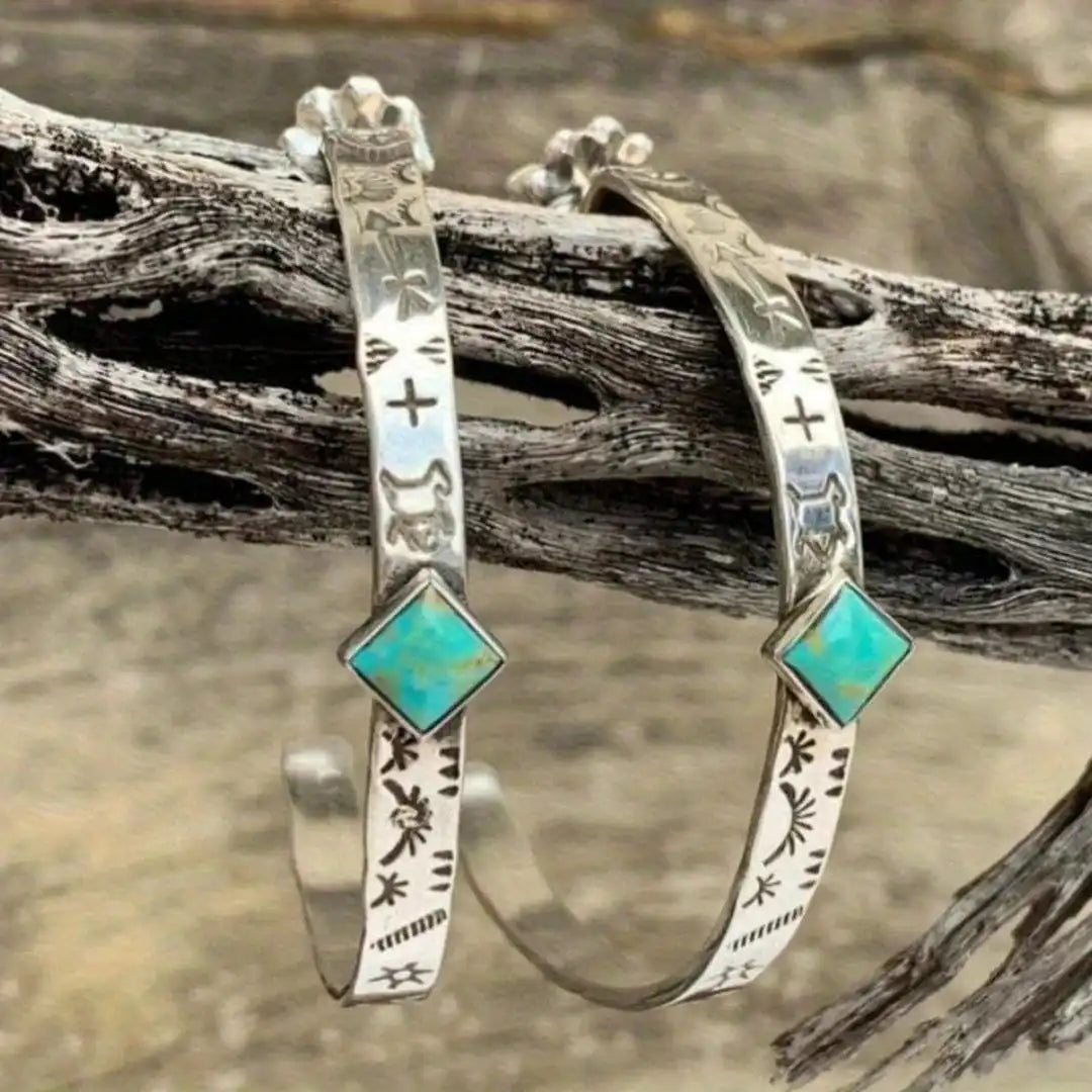 Bohemian Hand Carved Hoop Earrings