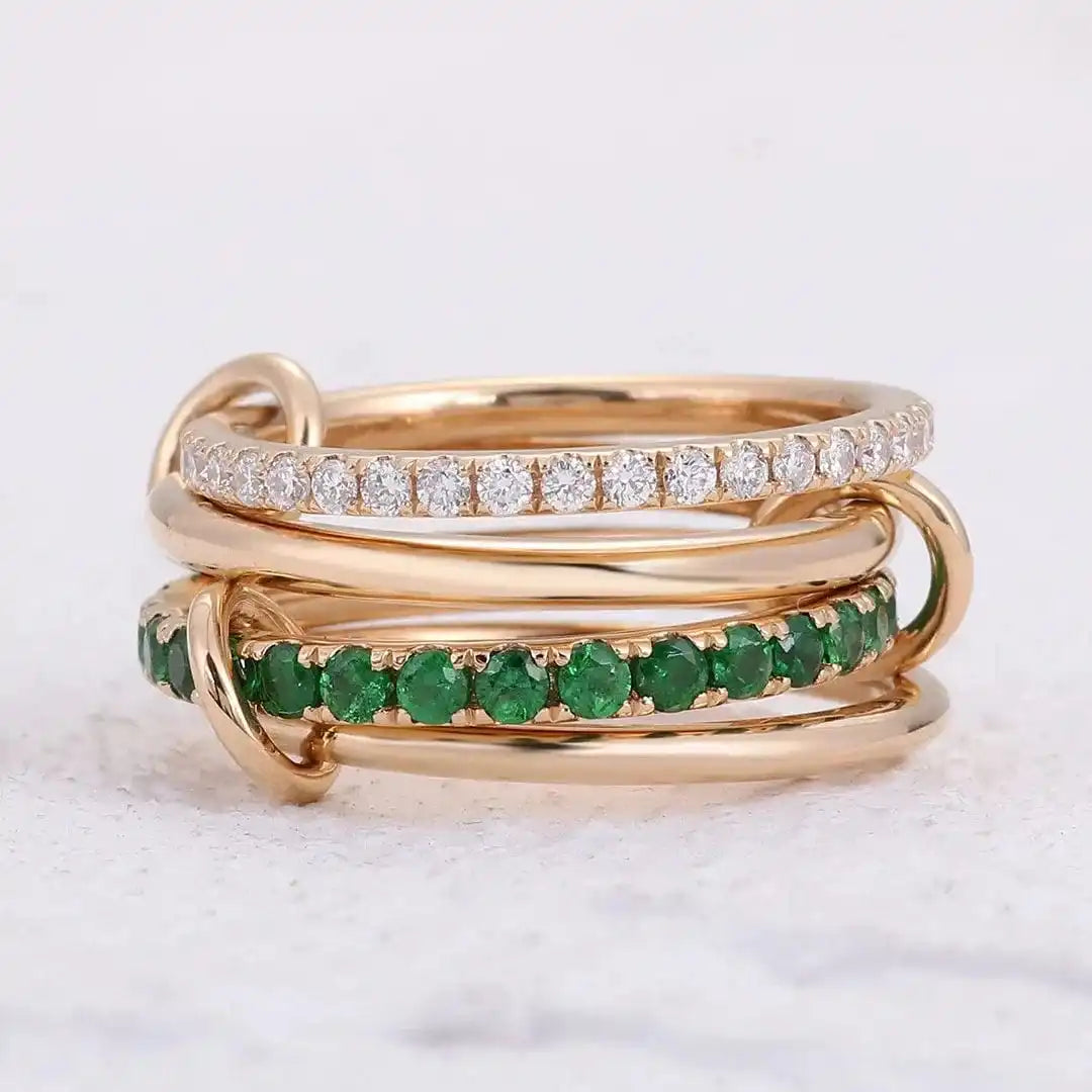 Glittering Crystals Stacked Rose Gold Ring