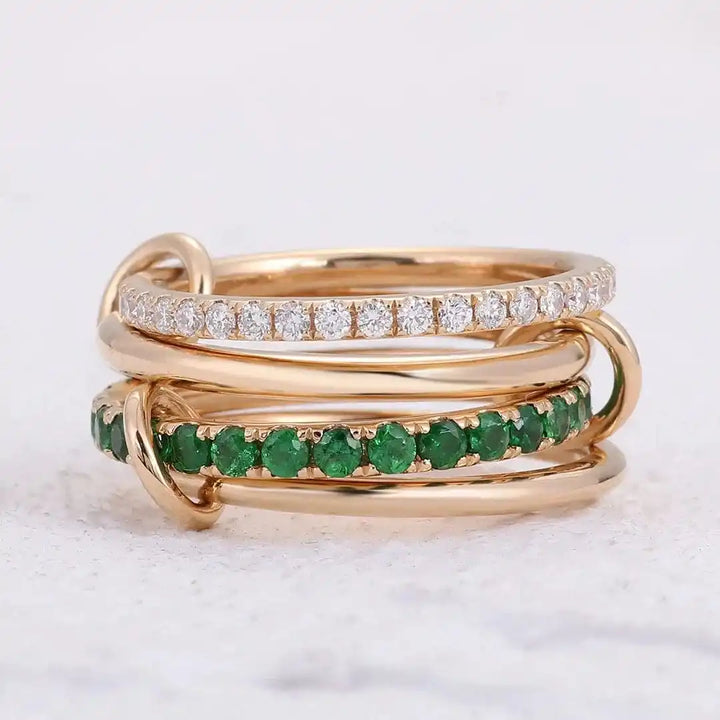 Glittering Crystals Stacked Rose Gold Ring