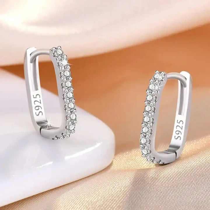 Sparkling Zircon Crystals Hoop Earrings