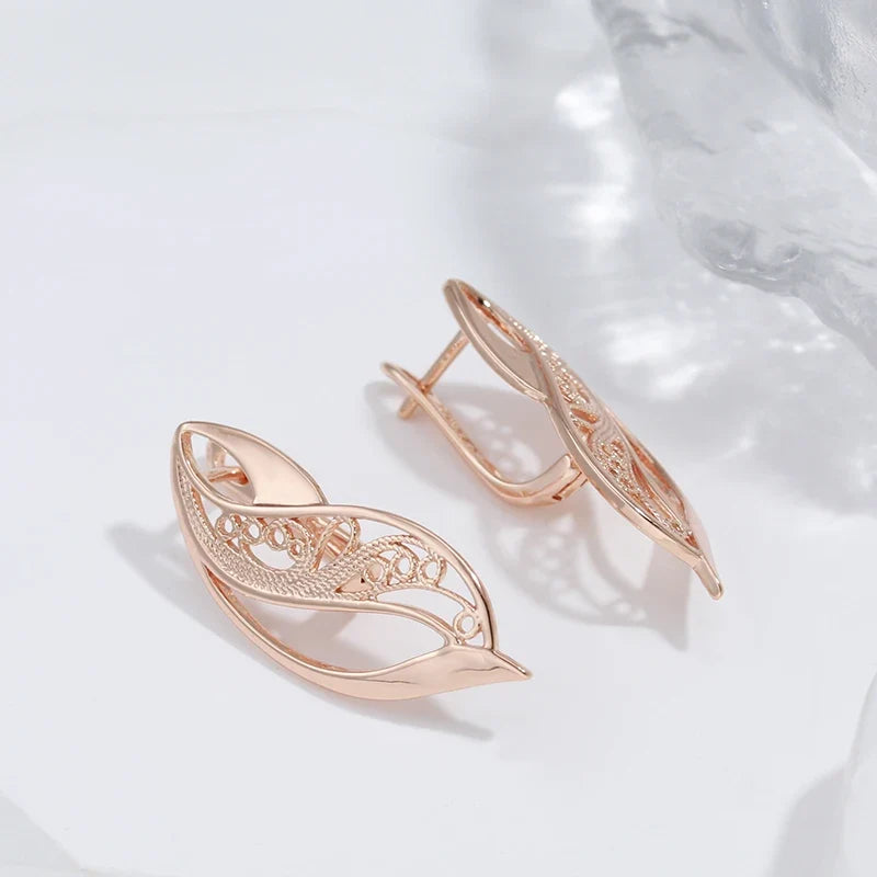 Artistic Curved Leaf Earrings