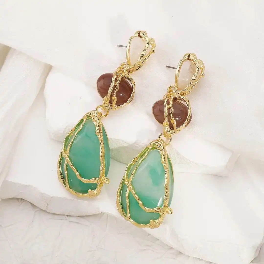 Vintage Gold Teardrop Charm Earrings