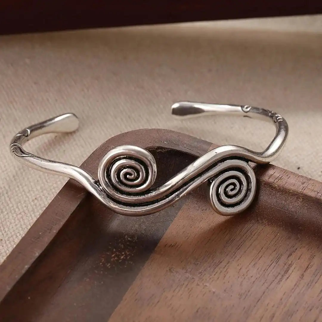 Classic Silver Double Spiral Cuff Bracelet