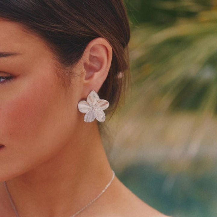 Chic Silver Floral Earrings