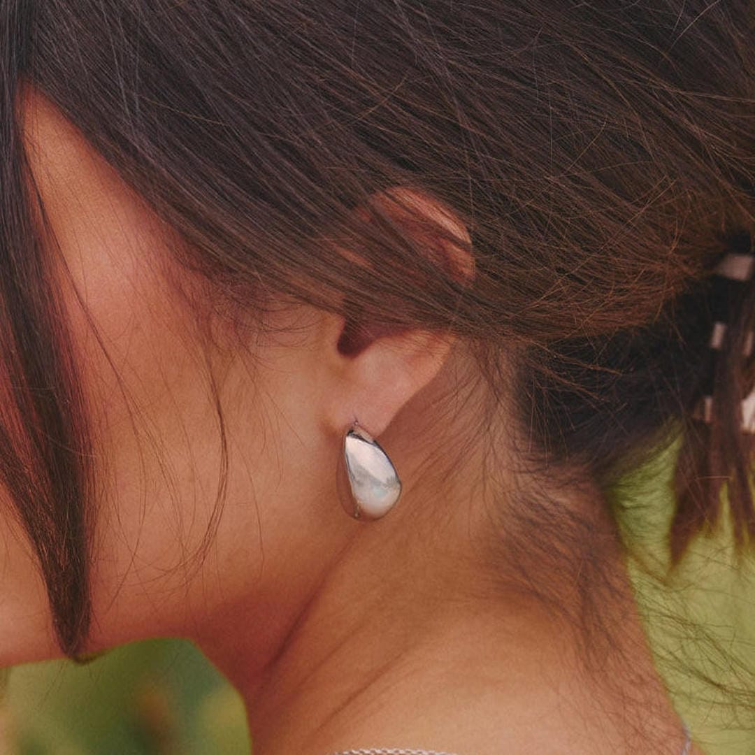 Modern Silver Tear Drop Earrings