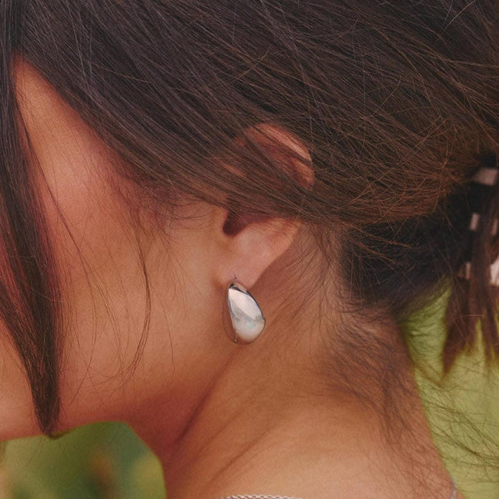 Modern Silver Tear Drop Earrings
