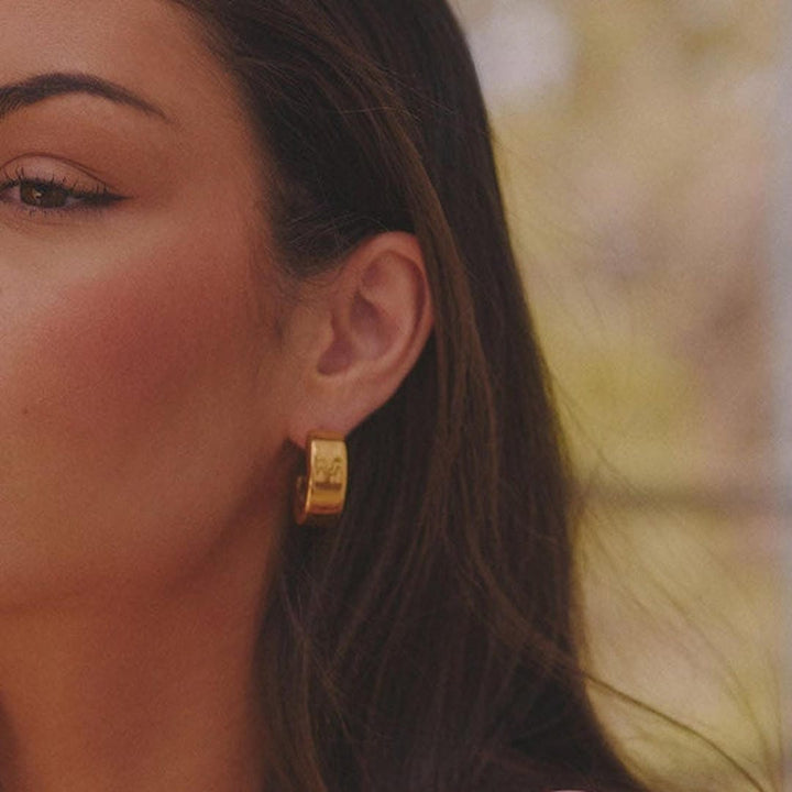Modern Vintage Gold Hoop Earrings
