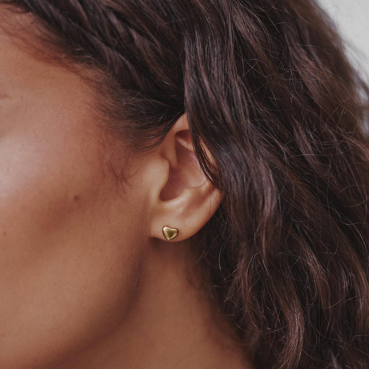 Stylish Mini Heart Gold Earrings