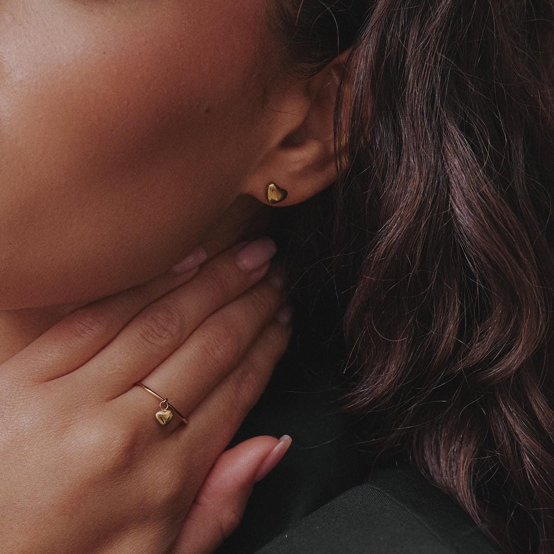 Stylish Mini Heart Gold Earrings