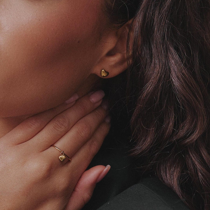 Stylish Mini Heart Gold Earrings