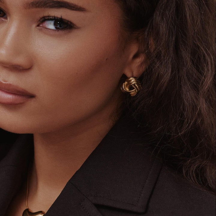 Timeless Gold Knot Hoop Earring