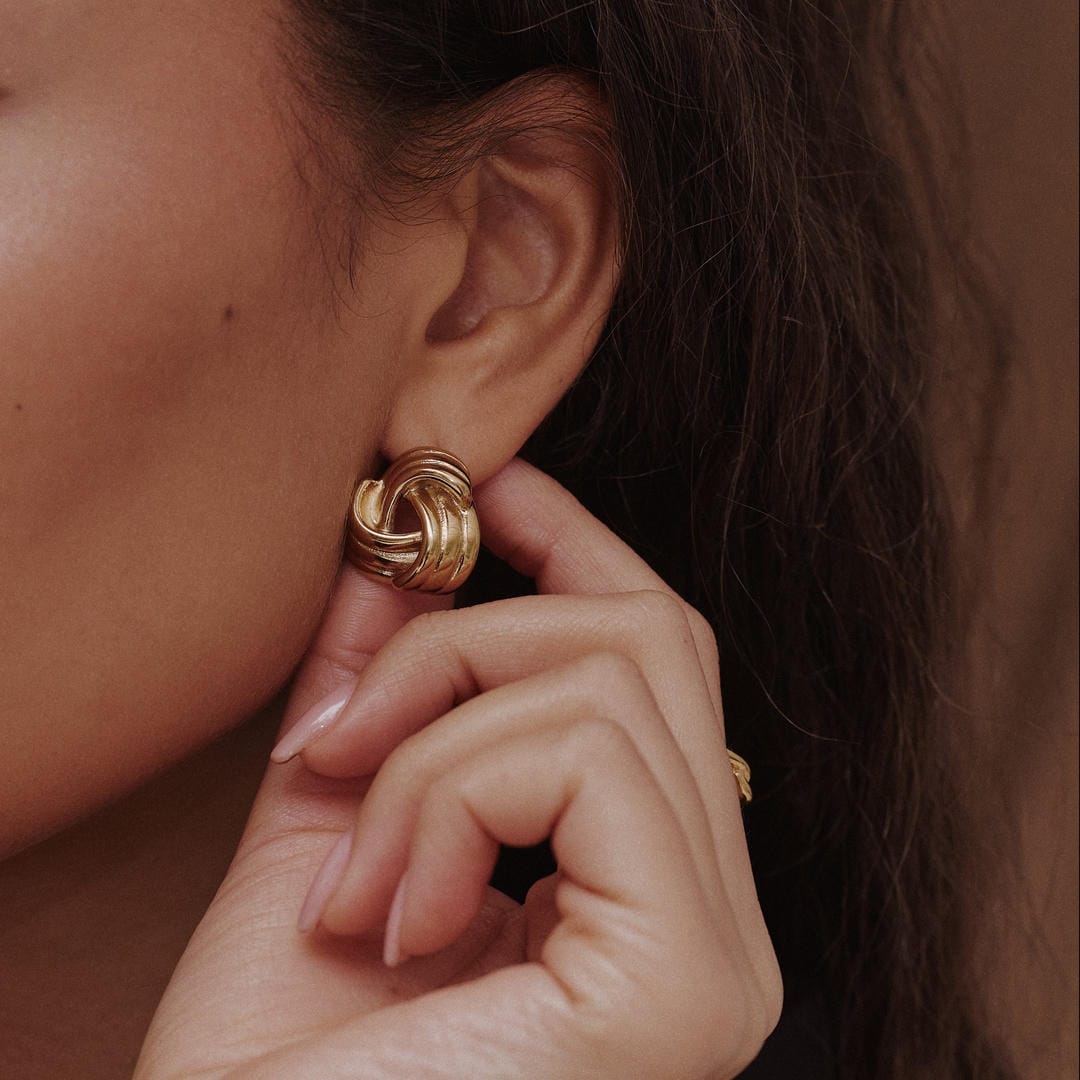 Timeless Gold Knot Hoop Earring