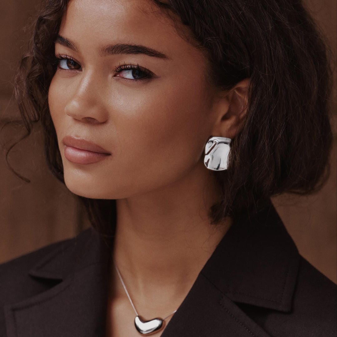 Molten Silver Statement Earring