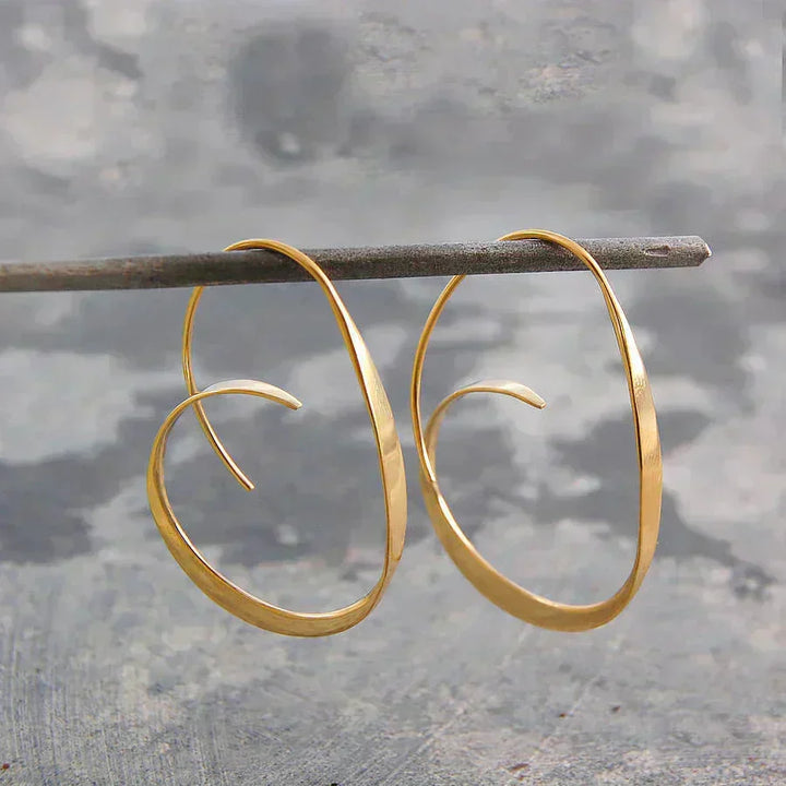 Bold Spiral Gold Earrings