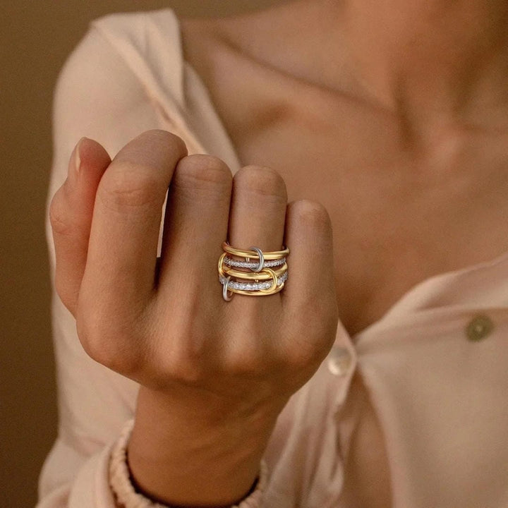 Elegant Stacked Crystal Gold Ring