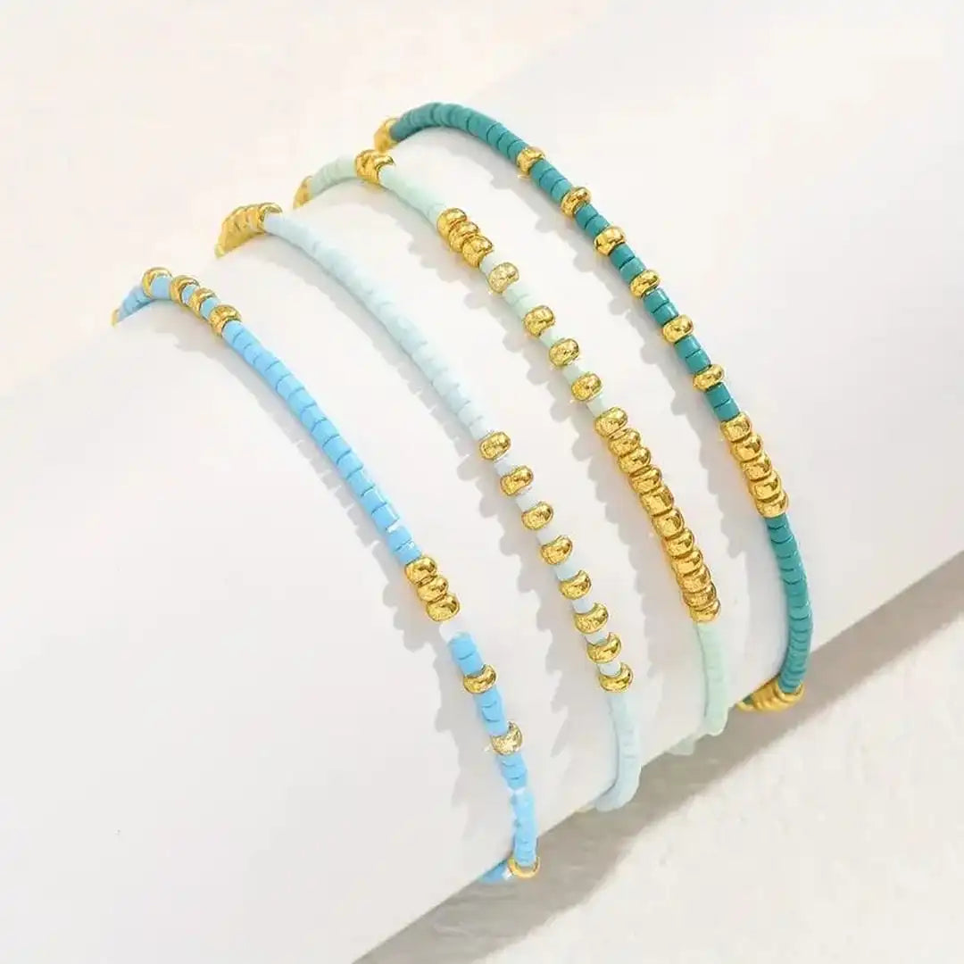 Chic Bohemian Turquoise Beaded Bracelet Set