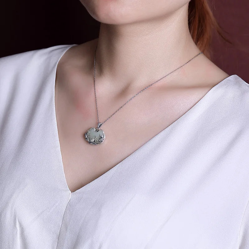 Silver Hotan Jade Necklace