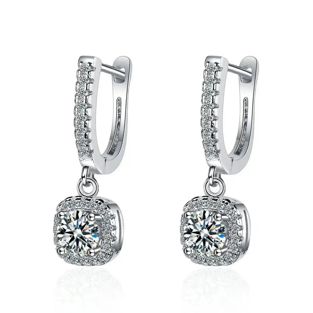 Classic White Gold Stone Earrings