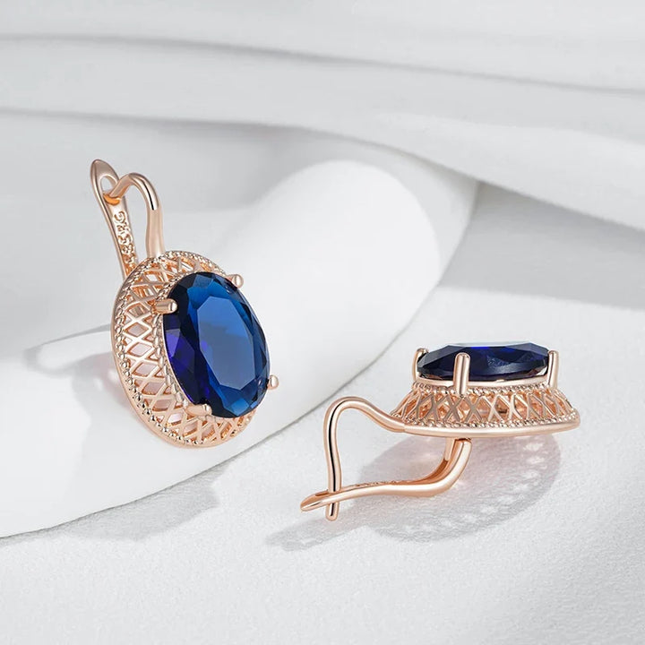 Trendy Oval Blue Zircon Drop Earrings