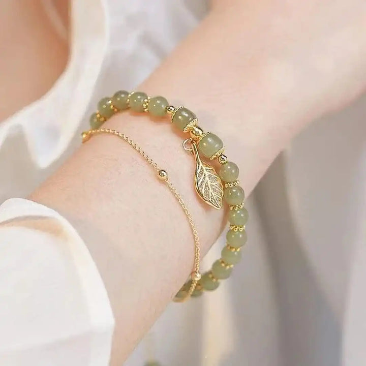 Exquisite Gold Green Jade Bracelet