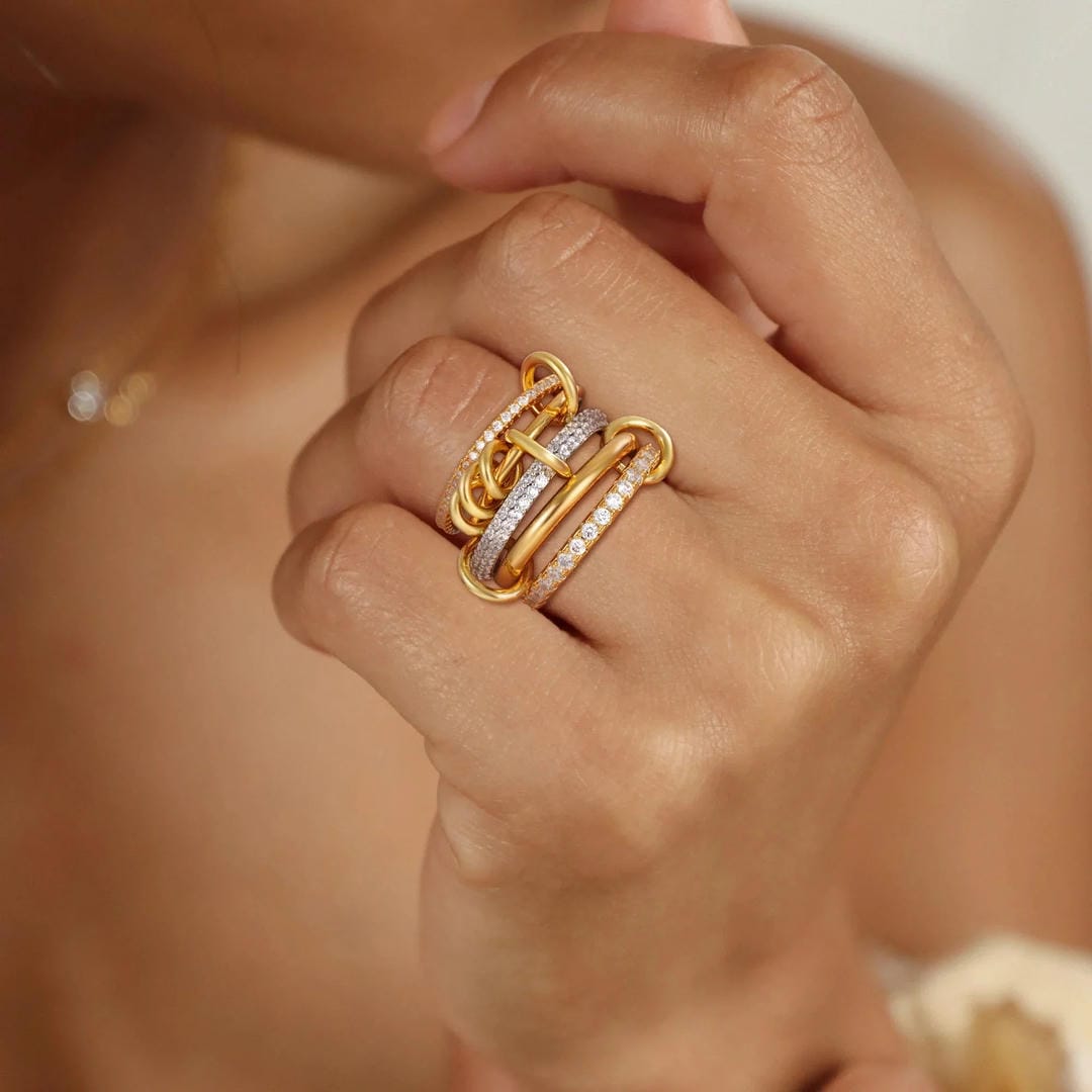 Elegant Stacked Crystals Statement Ring