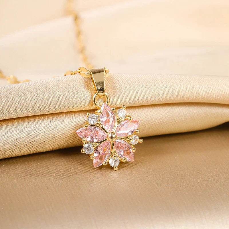 Romantic Sakura Rose Necklace