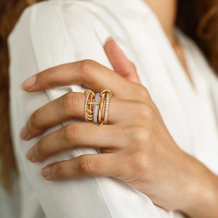 Elegant Stacked Crystals Statement Ring