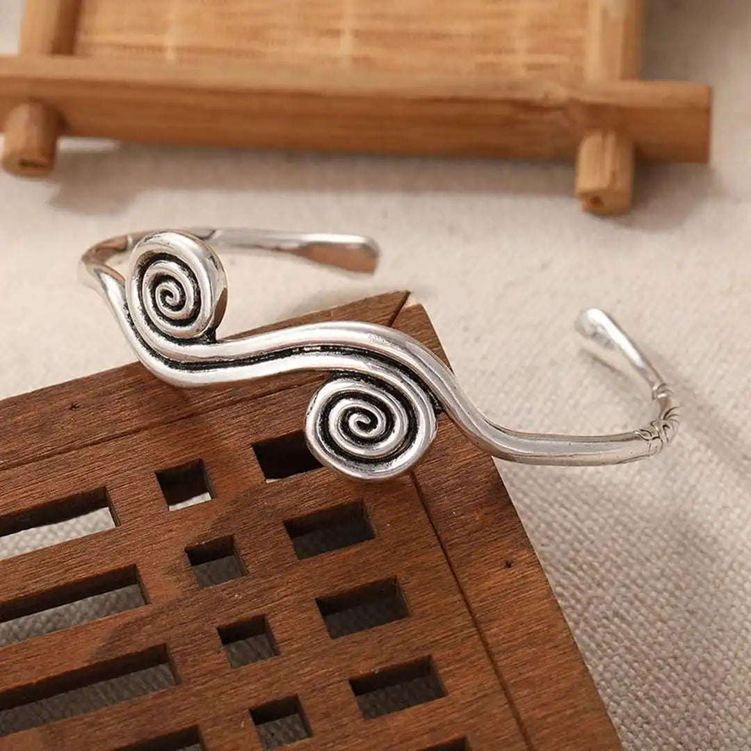 Classic Silver Double Spiral Cuff Bracelet