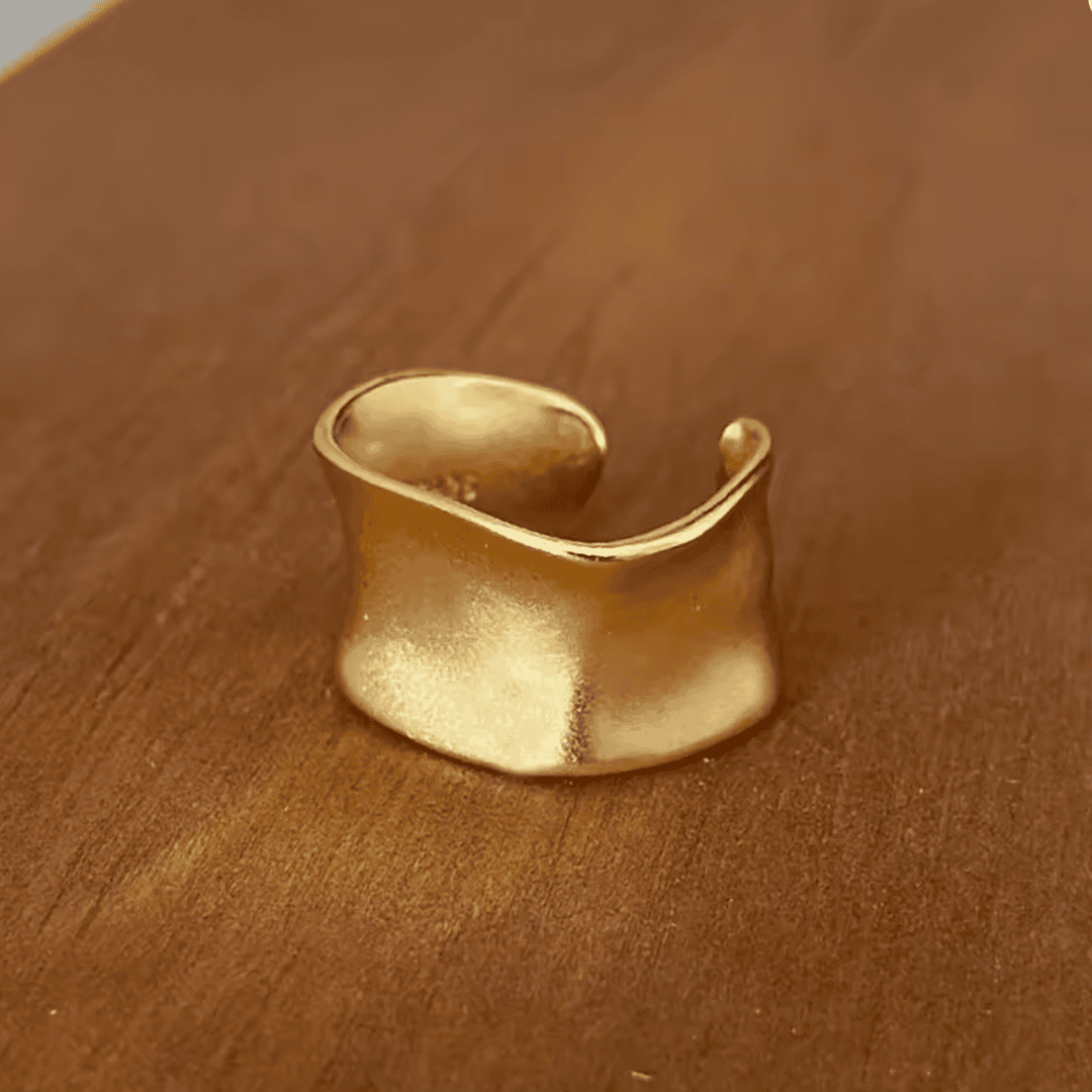 Vintage Gold and Silver Adjustable Wide Flat Ring