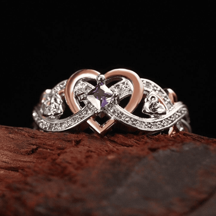Amethyst Heart Infinity Promise Ring