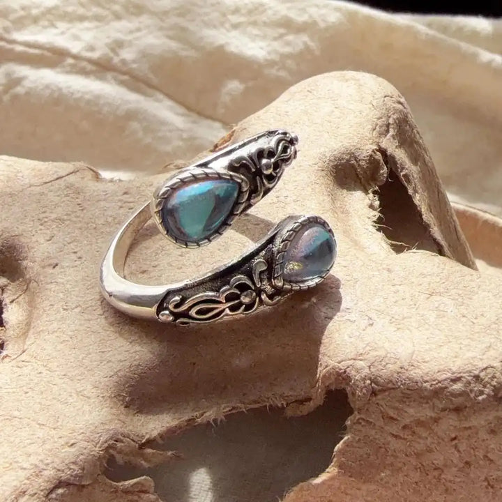 Vintage Adjustable Silver Blue Stone Ring