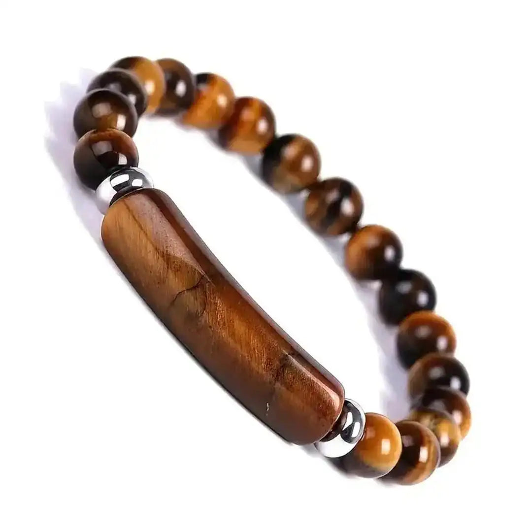 Gemstone Bar Beaded Stretch Bracelet