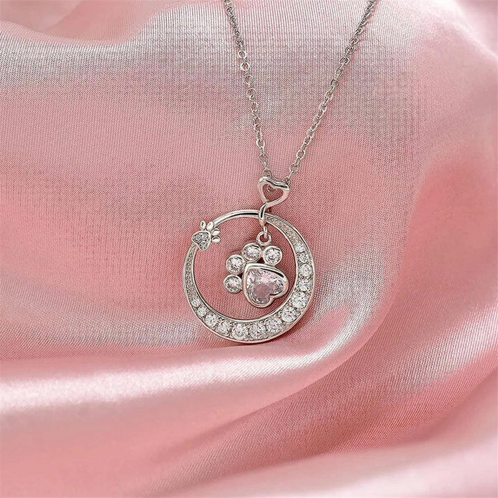Paw Print Cubic Zirconia Necklace