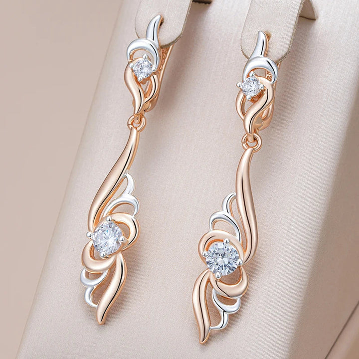 Graceful Floral Drop Zirconia Earrings