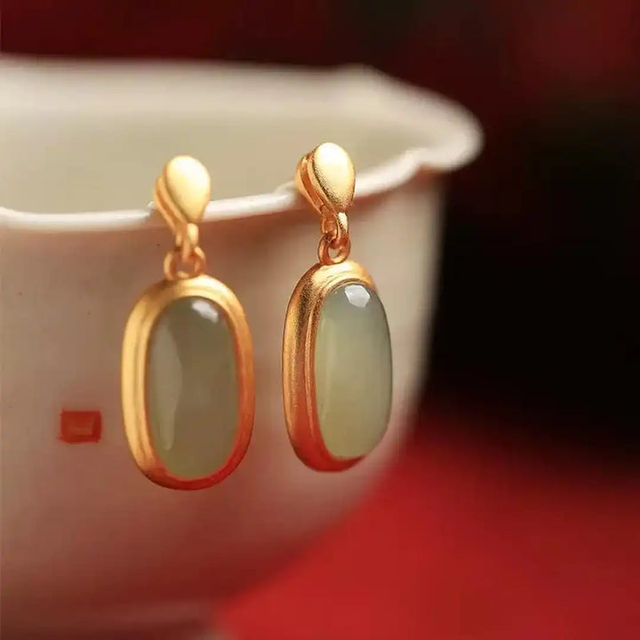 Retro Hetian Jade Earrings