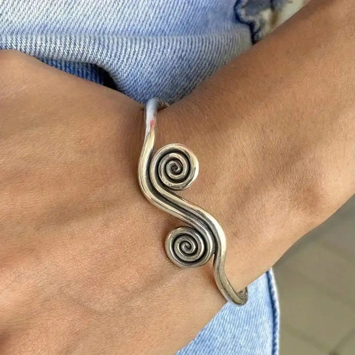 Classic Silver Double Spiral Cuff Bracelet